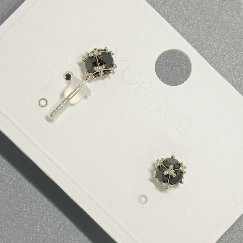 Aretes tipo botón Xuping con cristal negro