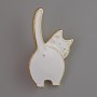 Broche Gatito blanco esmaltado, metal dorado