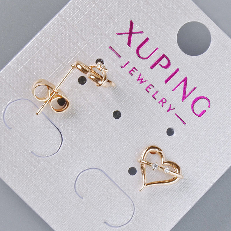 Pendientes de botón «Corazón» Xuping, diámetro 9,5×9,5 mm ± baño de oro 18K