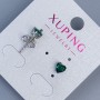 Pendientes tipo botón Xuping «Corazón con piedra verde» 5 mm ± rodio