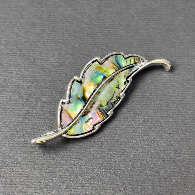Broche-colgante Haliotis, metal plateado, 51×17 mm+