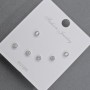 Aretes tipo botón 3, 2 mm+ plateado con cristales blancos