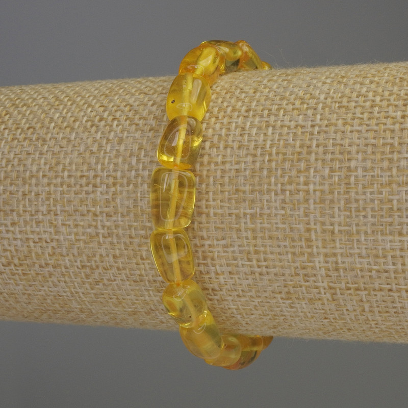 Pulsera de ámbar facetado 8×8 mm, longitud 18 cm, elástica
