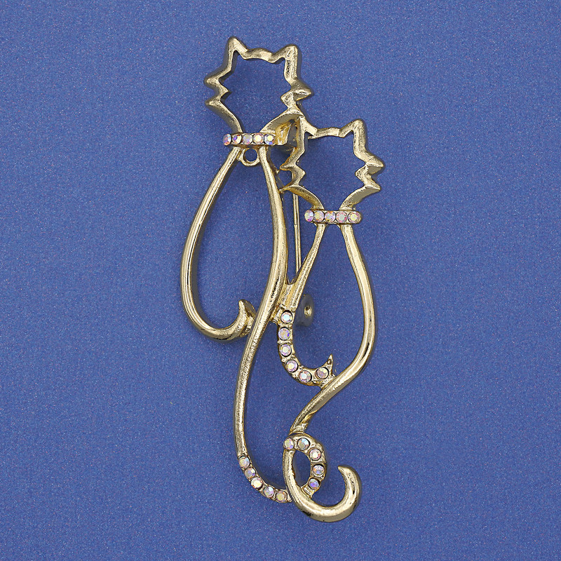 Broche de Gatos con Cristales Iridiscentes