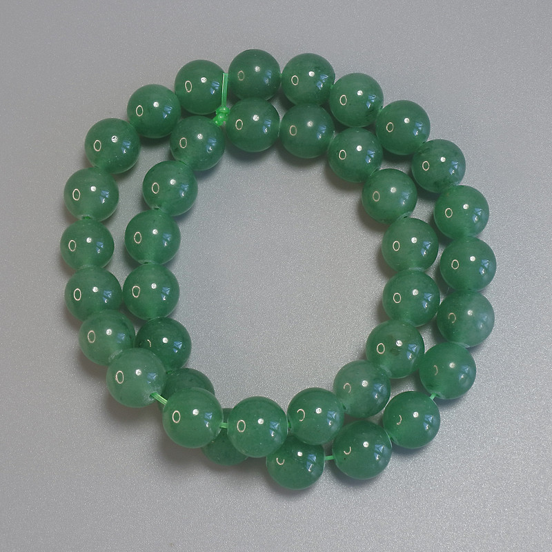 Cuentas de jade lisas, bolas de 10 mm de diámetro, 38 cm de longitud, en hilo
