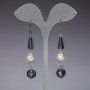 Pendientes «Nocturnos» blancos «sofiti», cristal checo de acero, longitud 7 cm