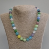 Collar multicolor ojo de gato, cuentas lisas, diámetro 11,5 mm, longitud 50 cm ± 5 cm con cadena extensora