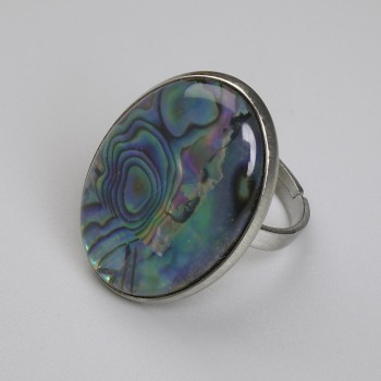 Anillo con halita ovalada 27x20 mm ±, metal plateado