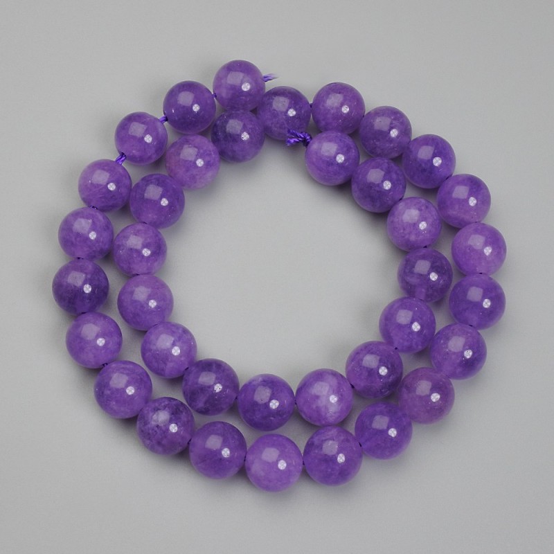 Cuentas de amatista, bola, diámetro 10 mm, longitud 37 cm ±