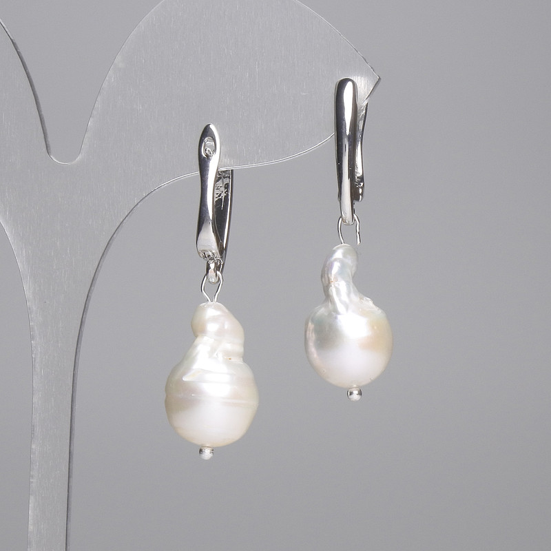 Pendientes de perlas barrocas 18x11 mm+-, longitud 42 mm+-