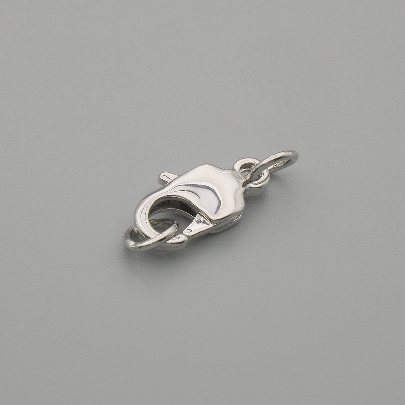 Cierre mosquetón 12×5 mm, de metal plateado