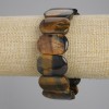 Pulsera ojo de tigre y ojo de halcón, eslabón liso, diámetro 24×16 mm, longitud 18 cm ±, con base elástica