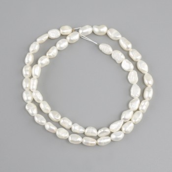 Cuentas de perlas de río, diámetro 8–8,5 × 4–5 mm, longitud 37 cm, en hilo de nylon