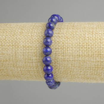 Pulsera de lapislázuli con bolas lisas, diámetro 7 mm ±, longitud 18 cm ±, elástico