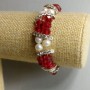 Pulsera de perlas de río y cristal checo, longitud 18 cm ±, elástica