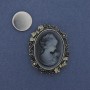 Broche magnético Camafeo Dama con cristales de strass plateados 41×33 mm +