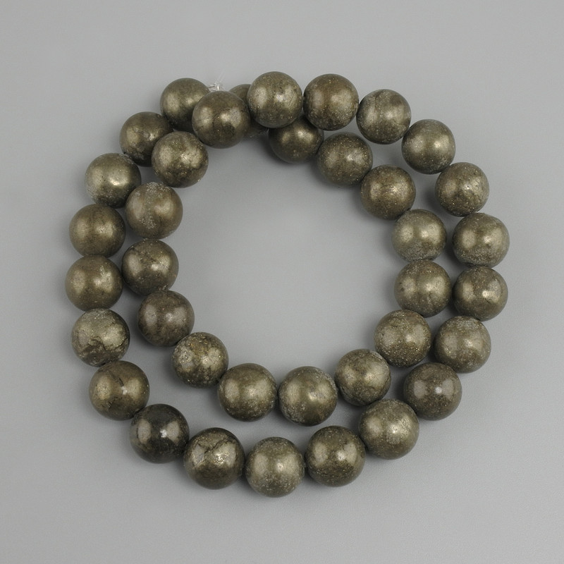 Cuentas de pirita, bola lisa, diámetro 10,5 mm, longitud 38 cm ±
