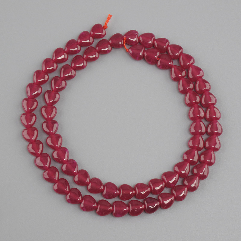 Cuentas rubí (corindón) en forma de corazón, diámetro 6 mm, longitud 38 cm