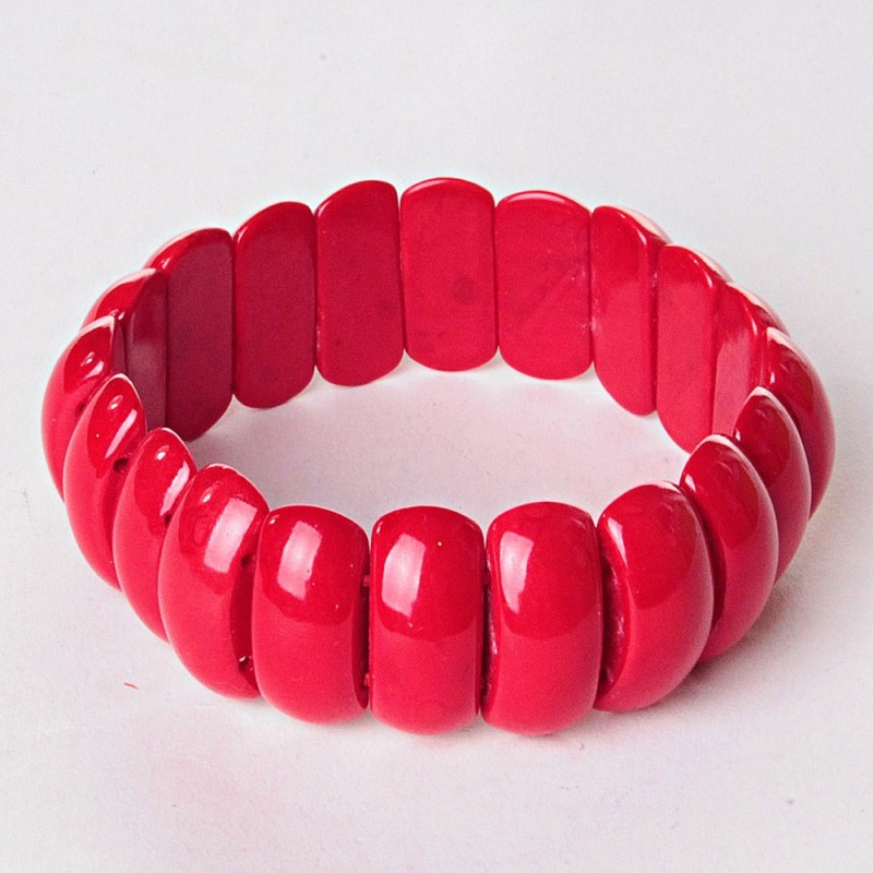 Pulsera de eslabones rectangulares 2x1 cm, coral prensado