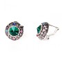 Pendientes de aro de 2 cm, arcoíris, con strass y cristal verde