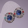 Pendientes de 2 cm, Arcoíris con cristal azul y strass