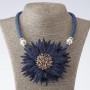 Collar con cordón Crisantemo textil de moda azul, longitud 48-55 cm
