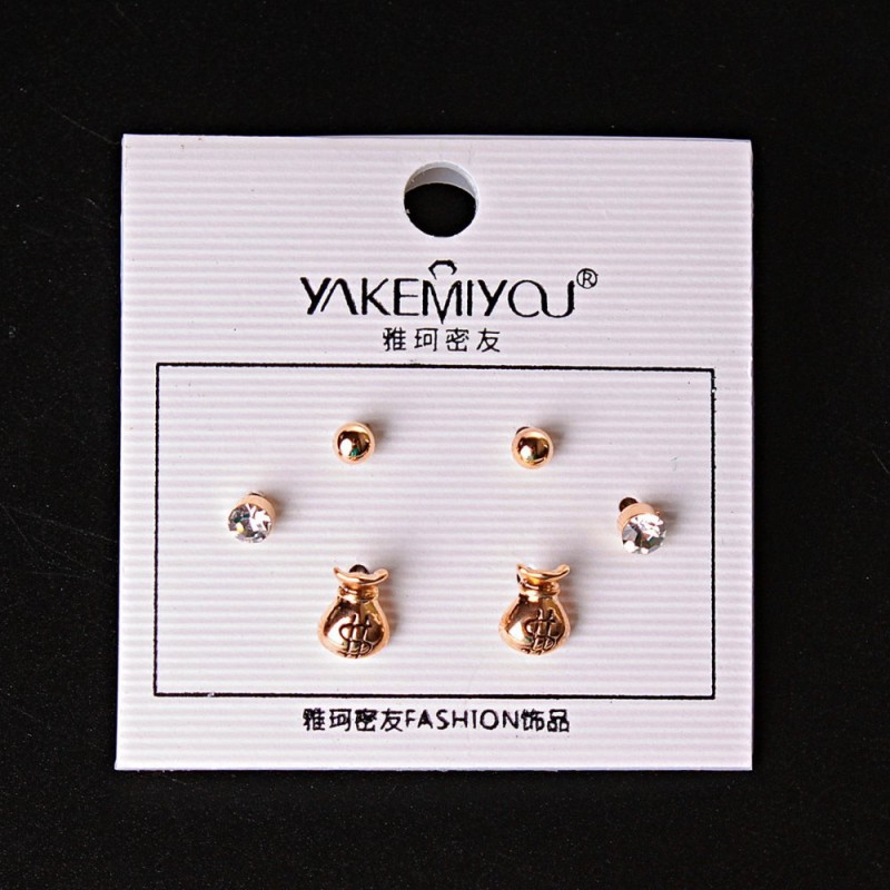 (5 mm) Pendientes tipo bolsitas de dinero con strass dorados