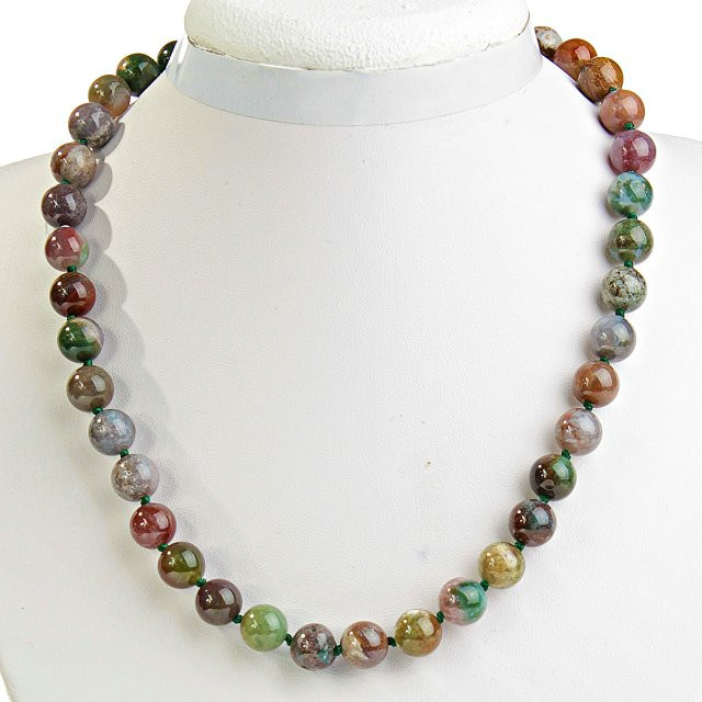 Collar de jaspe multicolor, cuentas de 12 mm, longitud 47 cm