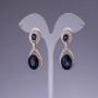 Pendientes con cristales azules, longitud 4,5 cm, metal dorado