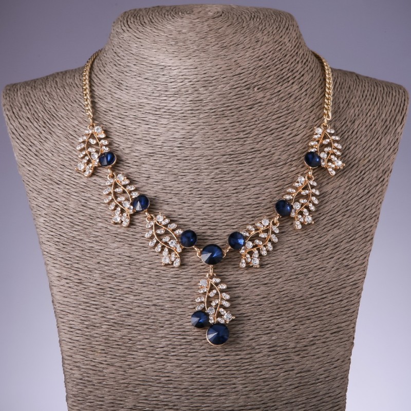Collar con cristales azules «Ramitas», longitud 42–50 cm