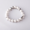 Pulsera elástica de howlita natural, cuentas lisas de 8 mm