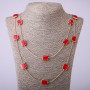 Collar de cadenas largas con cuadrado rojo, longitud 66–70 cm