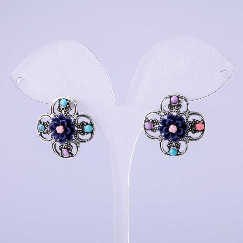 Pendientes «Aster» morados, diámetro 22 mm