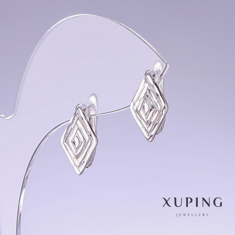 Pendientes Xuping, longitud 16 mm, grosor 9 mm, rodio