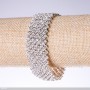 Pulsera de strass blanca, ancho 23 mm, longitud 19 cm, acabado plateado