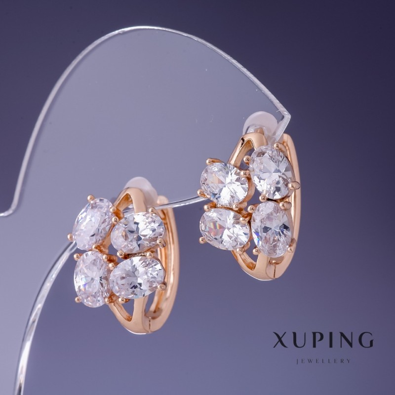 Pendientes Xuping 18×13 mm, baño de oro de 18K