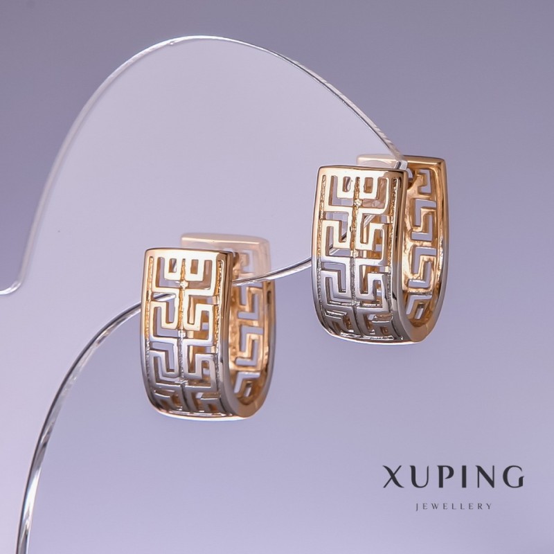Pendientes Xuping 17x9 mm, baño de oro 18k y rodio