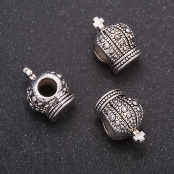 Abalorio inserto «Corona», diámetro 9×14 mm, agujero interior 4,5 mm, presentación 20 g ± 6 uds