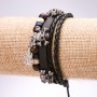 Pulsera de cuero ecológico con calaveras