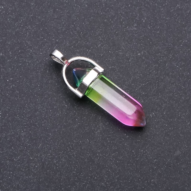 Colgante de vidrio multicolor hexagonal 8×35×41 mm