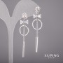 Pendientes Xuping con piedras blancas 14×60 mm rodio