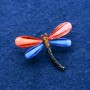 Broche libélula con cristales, metal plateado 32×43 mm