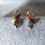 Pendientes de botón con opal sintético, color plata / 20×10 mm