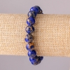 Pulsera de varisita azul artificial en goma elástica, cuentas lisas, diámetro de 10 mm, longitud de 18 cm
