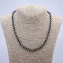 Collar de hematita con bolas lisas, diámetro 6 mm, longitud 48 cm
