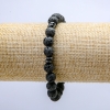 Pulsera elástica de piedra de lava, diámetro 8 mm +/- con incrustaciones oscuras