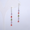 Pendientes Xuping, pendientes tipo botón con rodio y strass blancos y cristales, longitud 42 mm +