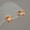 Pendientes Xuping «Rosas» – Pendientes tipo botón con baño de oro 18K, con cristales blancos, diámetro 10 mm +