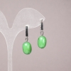 Pendientes de crisoprasa natural, forma barril lisa, diámetro 10×14 mm ±, longitud 32 mm ±