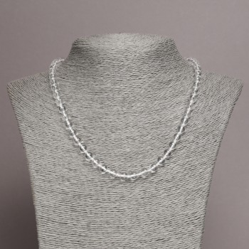 Collar de cristal de roca con cuentas lisas, diámetro 6 mm, longitud 45 cm +/-